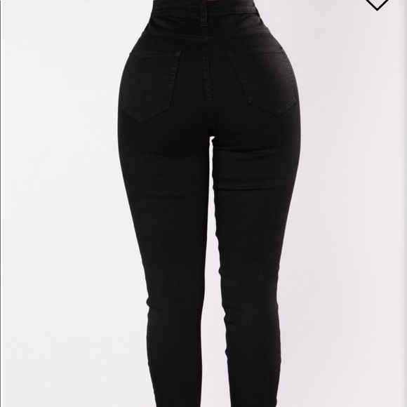 FashionNova high waisted lace up black jeans - Picture 2 of 6